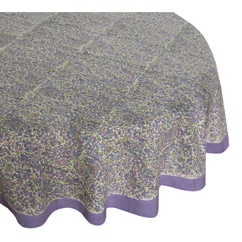 Lavender Handmade Floral Tablecloth, 70" x 70"