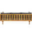 Lit de jour avec accoudoirs pour 3 places assises, coussin gris foncé, structure en bois, panneau à lattes, coussins d'eau, 68,57 W, sièges à assembler, construction, design, 23,94 H,
