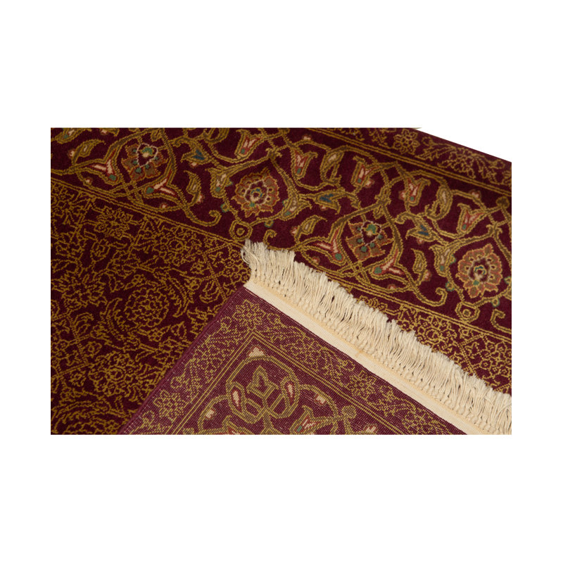 Wool Oriental Area Rug in Wine/Gold