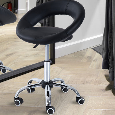 Comfortable Rolling Desk Stool With Adjustable Height, 5 Caster Wheels, Black For Daily Use Chair Tattoo