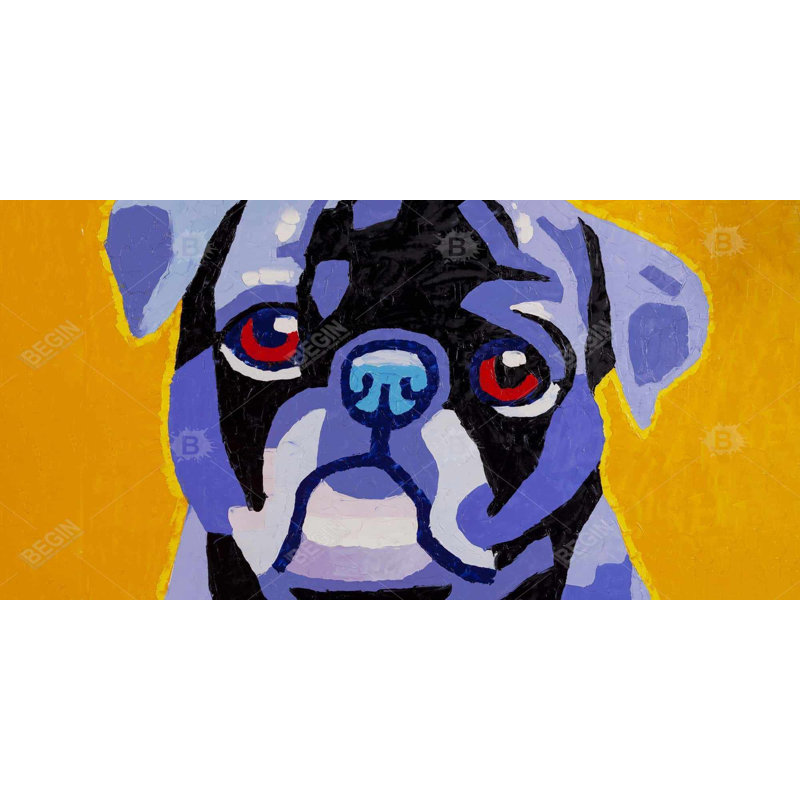 Flash the pug - 24"x48" Framed canvas