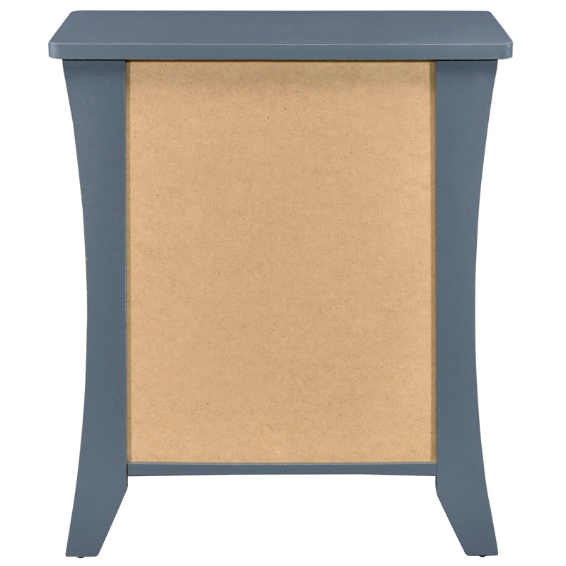 Nightstand With 2 Drawers And Open Shelving, Gray