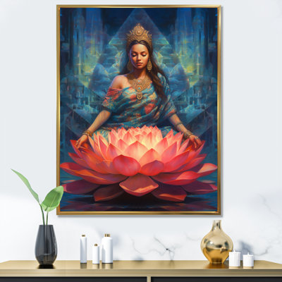 Bleu, bleu, yoga, lotus, femme
