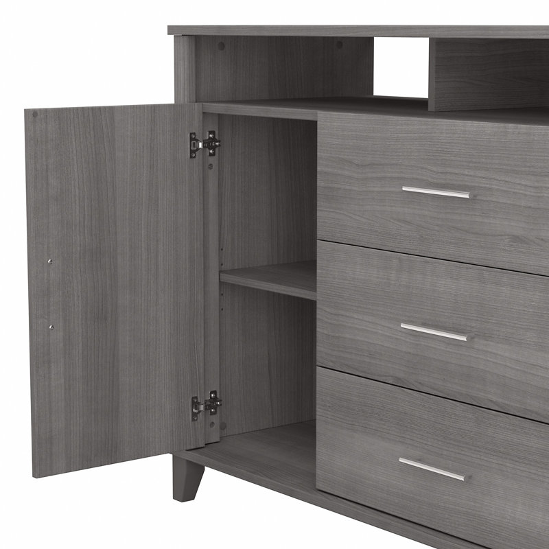 Anousha Office Credenza with Bookcases, Platinum Gray