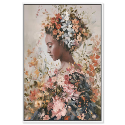 «Blossoming Contemplation», reproduction d'art sur toile par Art Remedy, cadre blanc, 24 x 36
