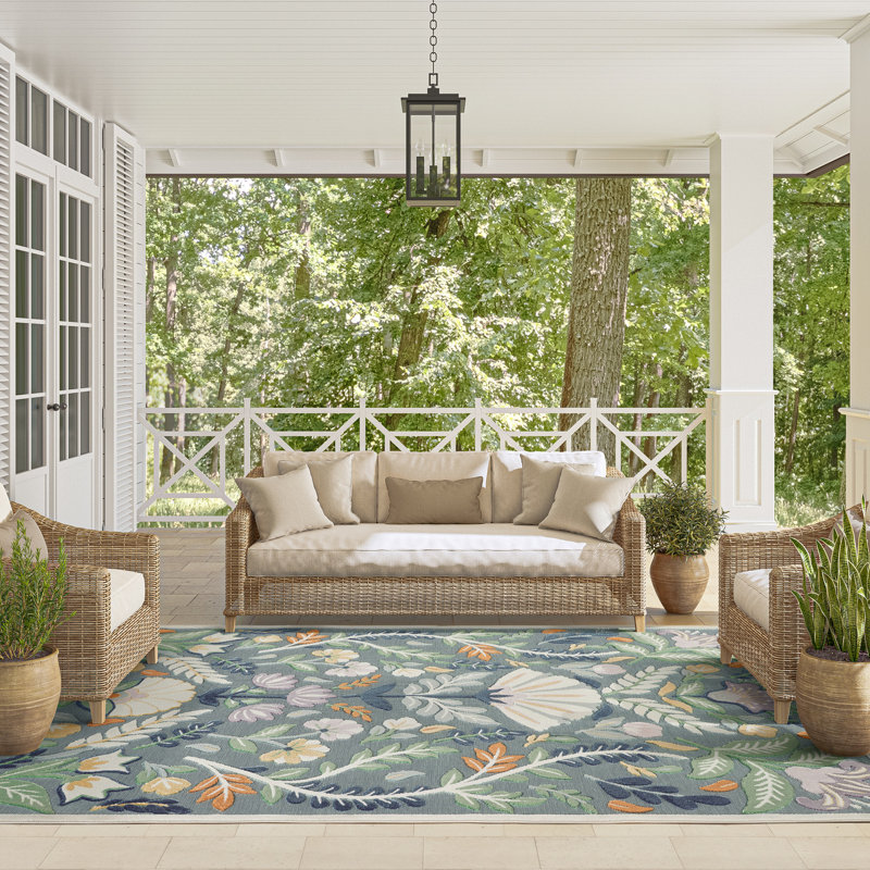 Tapis d'intérieur / extérieur à motif floral multicolore Abani Rugs Liburna, 4' x 6'