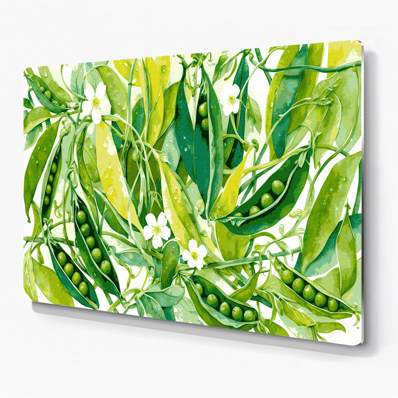 Art mural en métal légumes pois verts, H 11 po x l 14 po