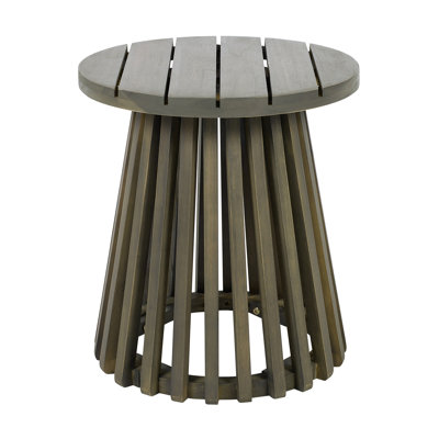 Outdoor Acacia Wood Patio Side Table, Round Coffee Table For Backyard, Lawn, Balcony