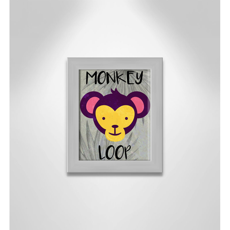 «Monkey Loop», impression sur papier, H 10 po x l 8 po x P 0,6 po, Encadré plat argent
