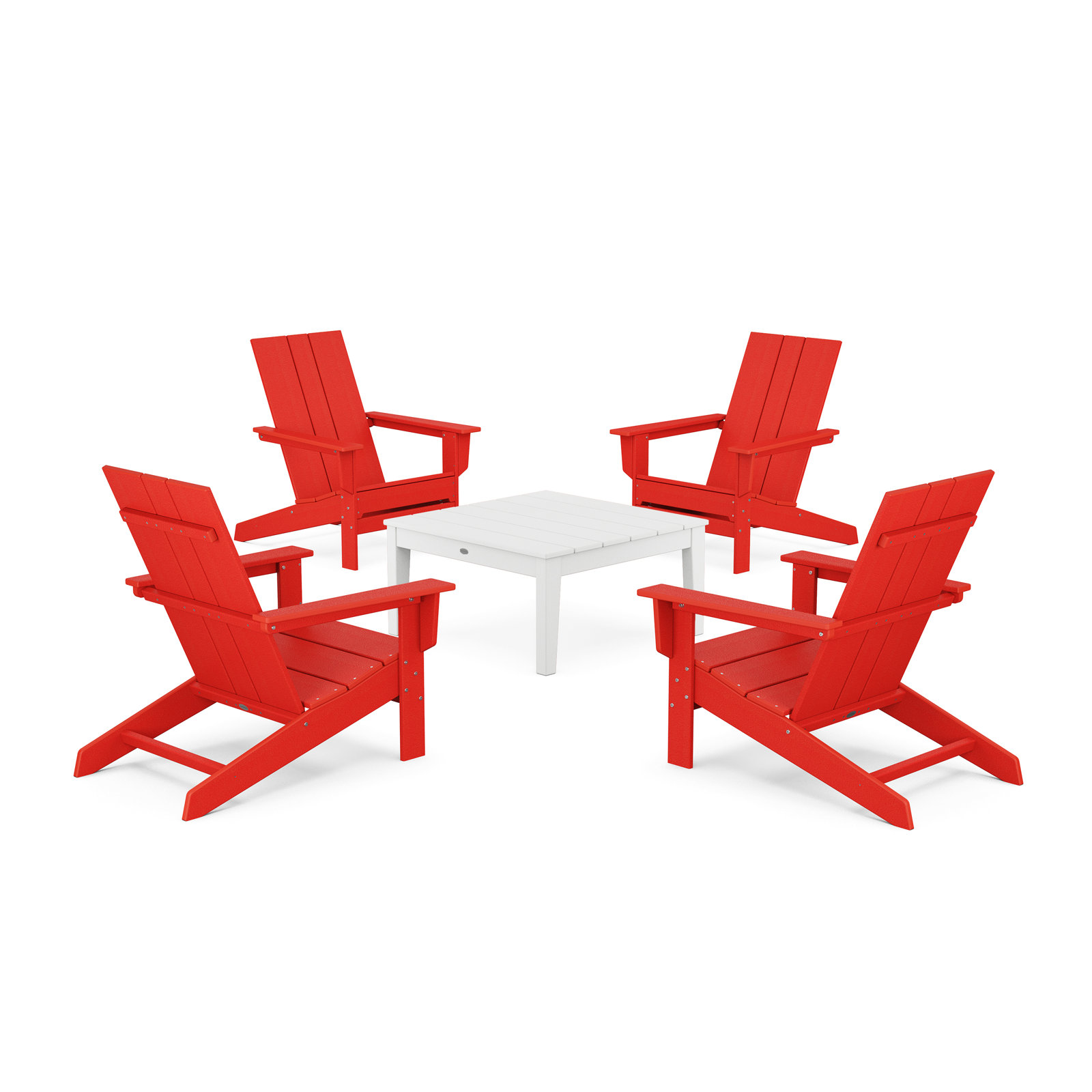 4-Person Patio Seating Group, Sunset Red/White