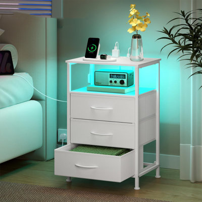 40cm W Metal Bedside Table
