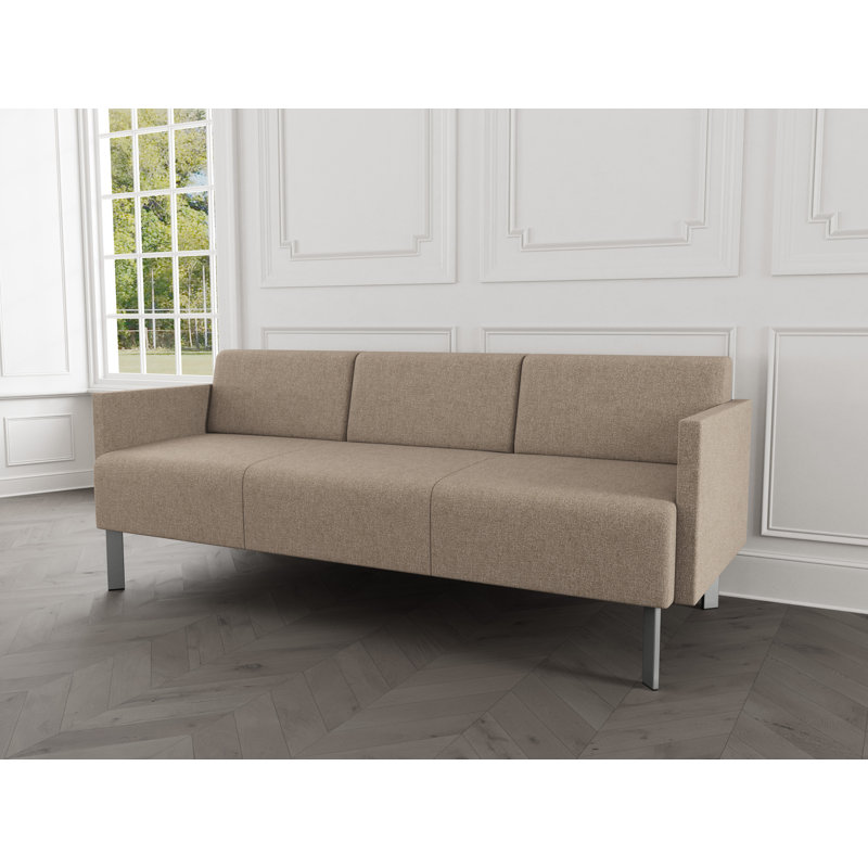 Luxe Lounge Reception Sofa, Silver Steel, Archetype Silt