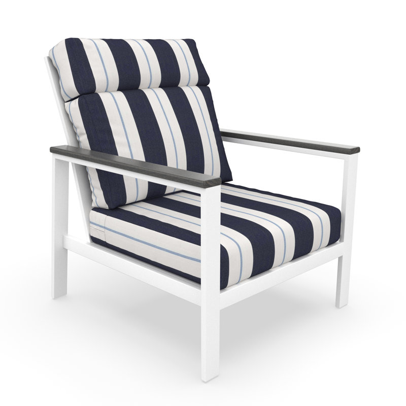 Fauteuil club d'extérieur en métal avec coussin Sunbrella Townsend