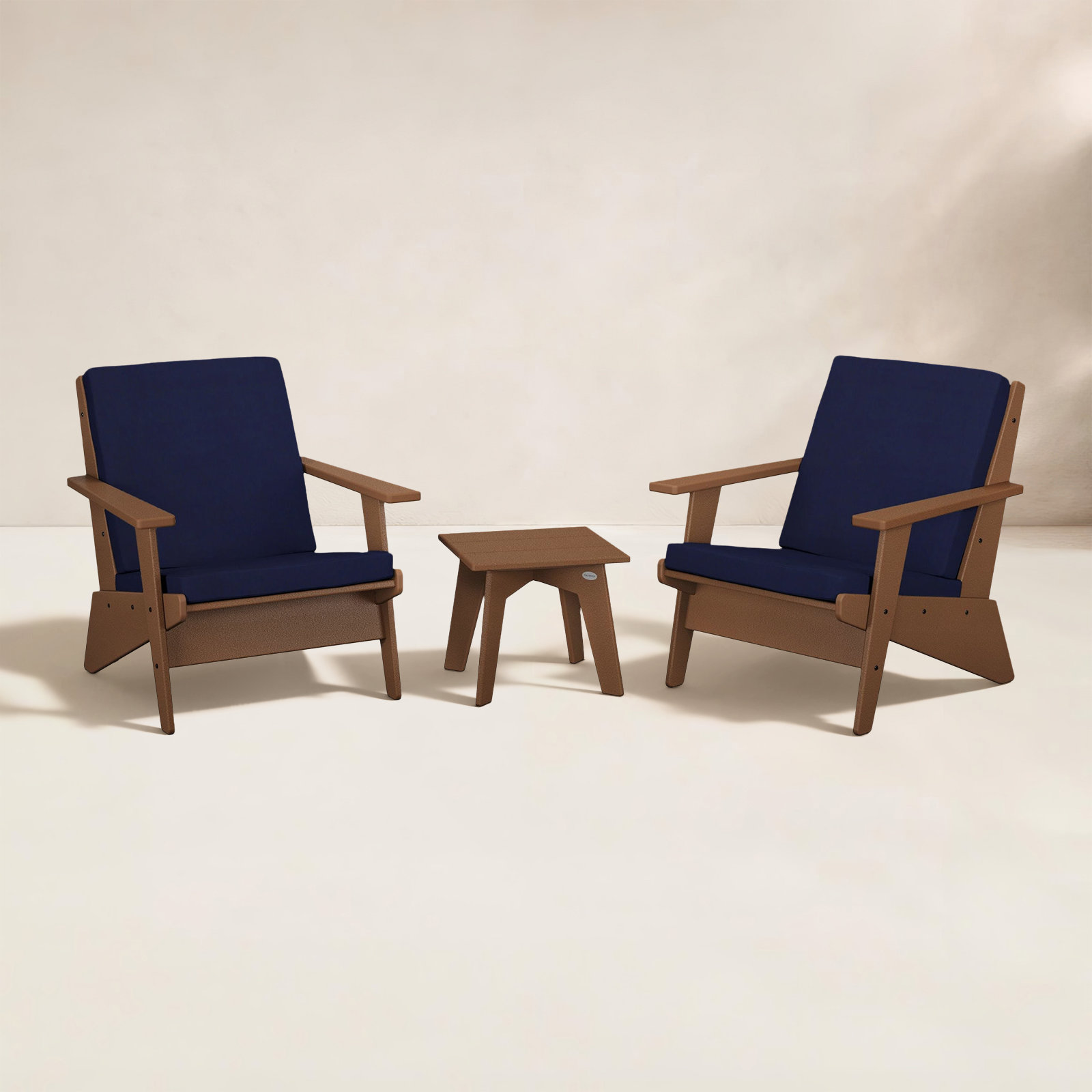 POLYWOOD® Riviera 2-Person Patio Seating Group, Navy, Teak
