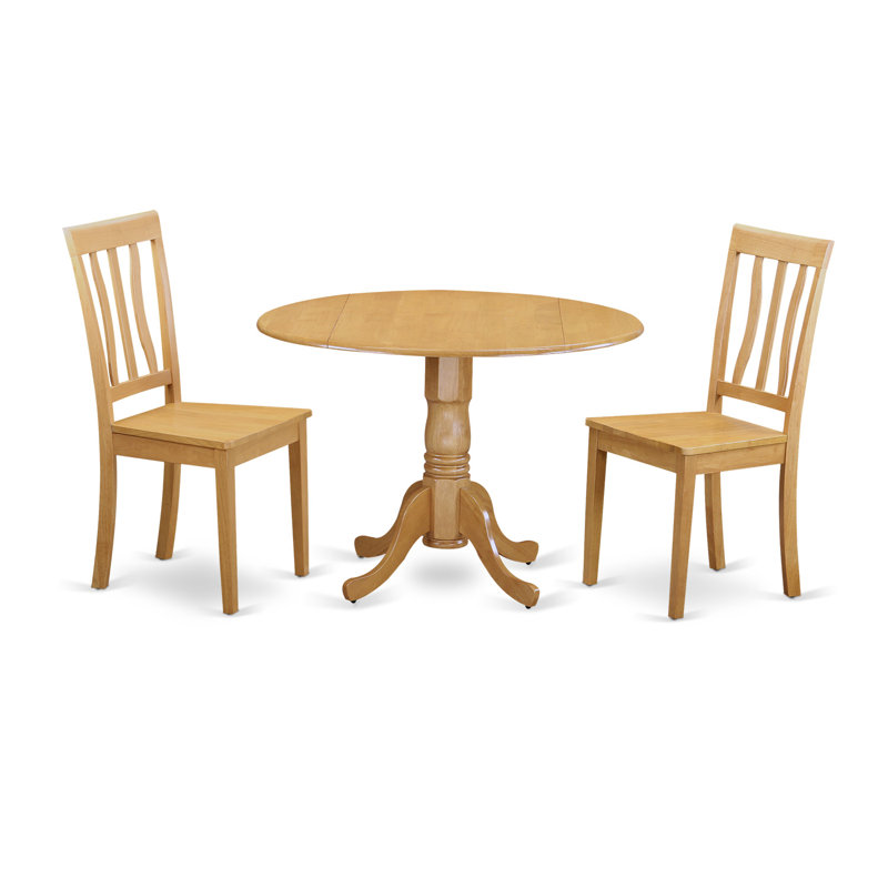Ensemble de coin repas 3 pièces pour petits espaces comprenant une table de salle à manger ronde avec Dropleaf et 2 chaises, 42 po x 42 po, noir et cerise