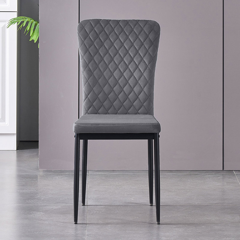 Velvet Upholstered Dining Chair Set High Back, Grey