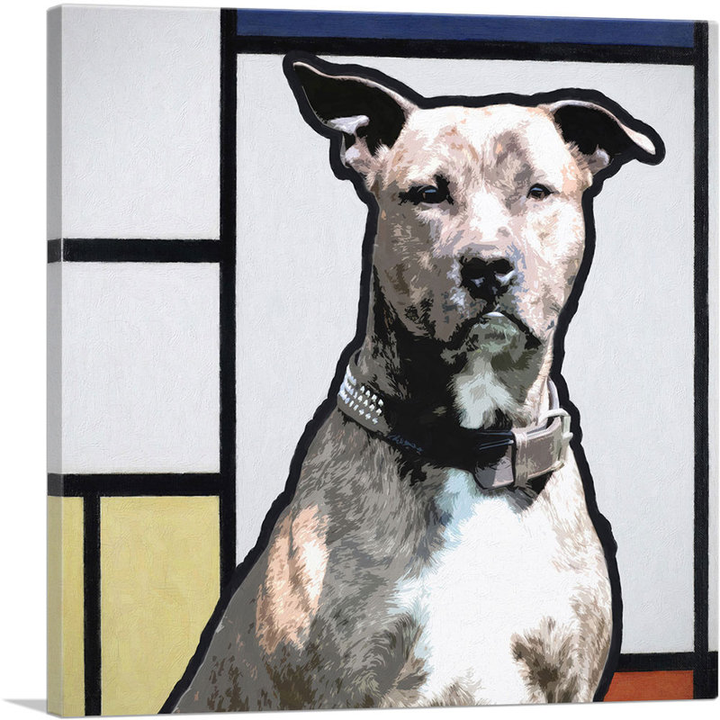 PitBull Terrier Dog Breed Modern - impression sur toile tendue, H 26 po x l 26 po x P 0,75 po