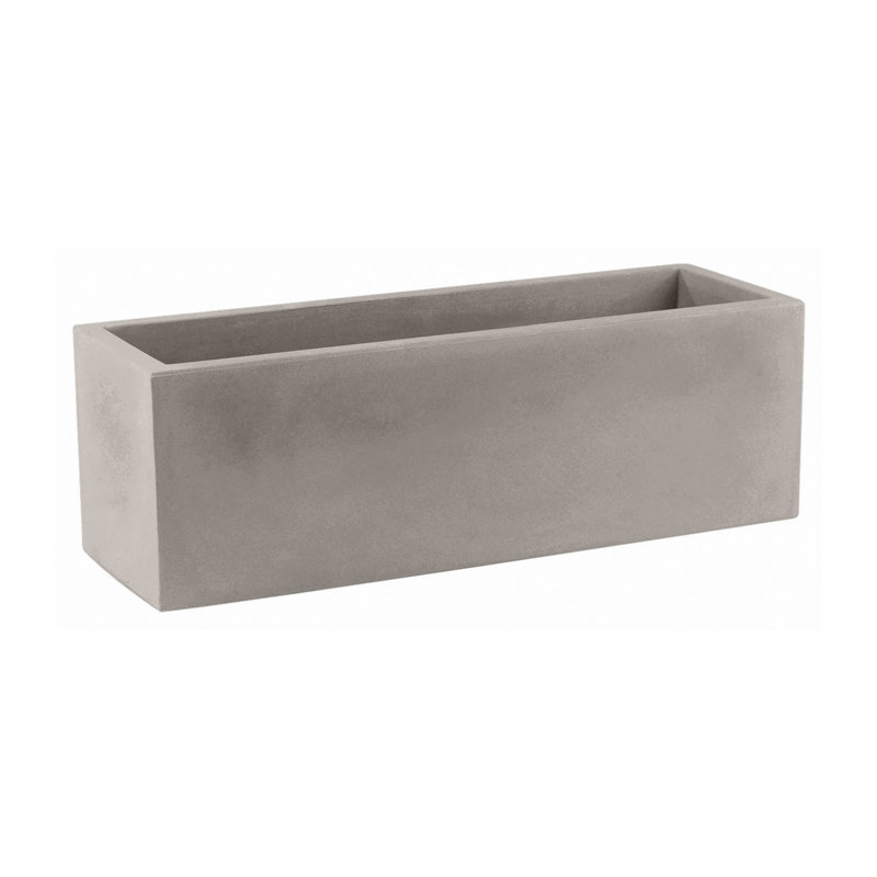 Jardiniere Resin Planter Box, Taupe, 7.75" H x 23.5" W x 7.75" D