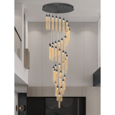 Luminaire suspendu en cristal en acier inoxydable à 38 lumières Evalinda