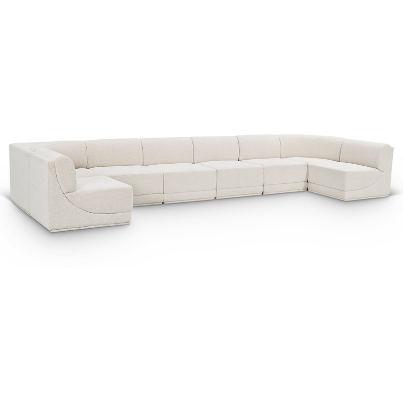 Canapé modulaire rembourré 8 pièces Ollie, Tissu crème bouclé