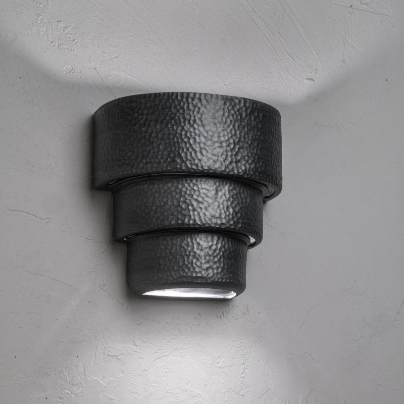 Hisae Ceramic Outdoor Wall Light, LED Bulb Included, Rubbed Pewter