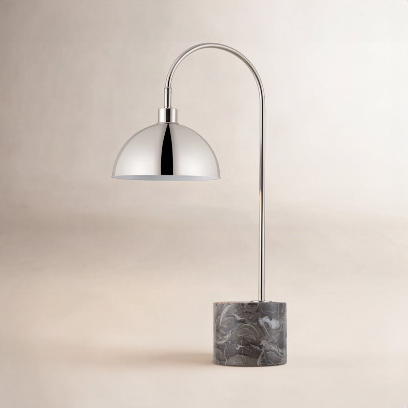 Williar Rosabellina Marble Table Lamp, Silver, Silver/Gray