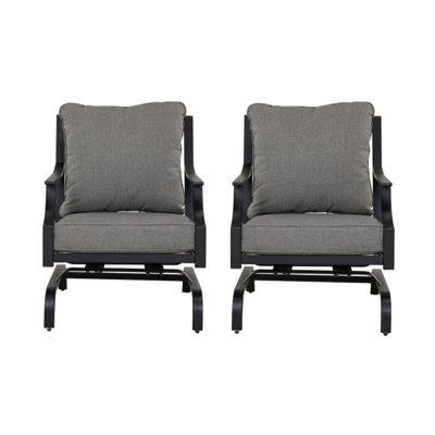 Patio Rocking Chairs With Olefin Cushions For Porch Backyard-2 Pack by Lark Manor