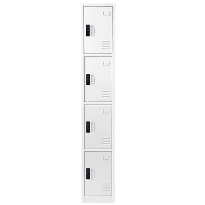 72" x 12" x 12" 4-Door Steel 4-Tier Locker with Digital Lock - Employee & Student Storage for Schools, Gym, Workplace - Includes Hooks, Ventilation & Card Holder - Easy Assembly