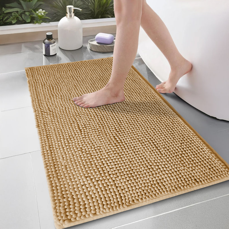 CHENILLE DOOR MAT (NON-SLIP), Beige, 50cm W x 80cm L