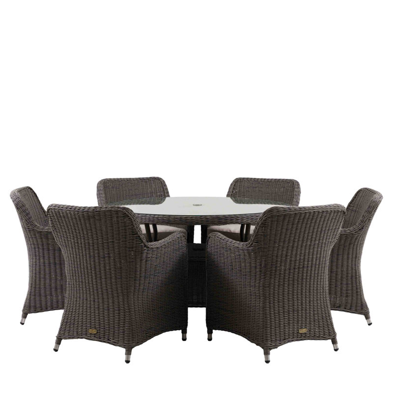 6 - Person Wicker Patio Dining Set with Round Table