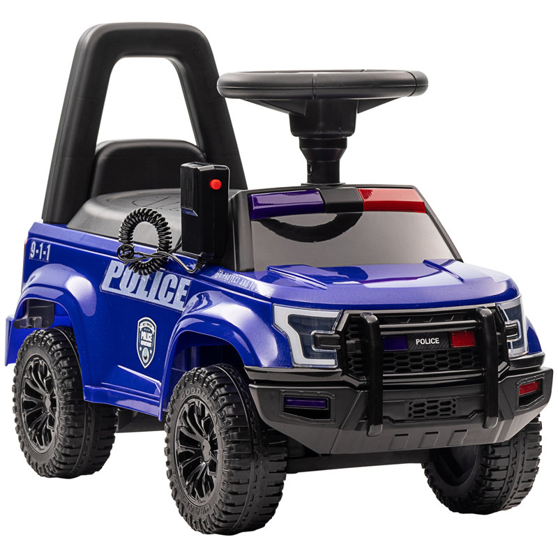 Blue Police Truck Ride-On with PA System and Storage