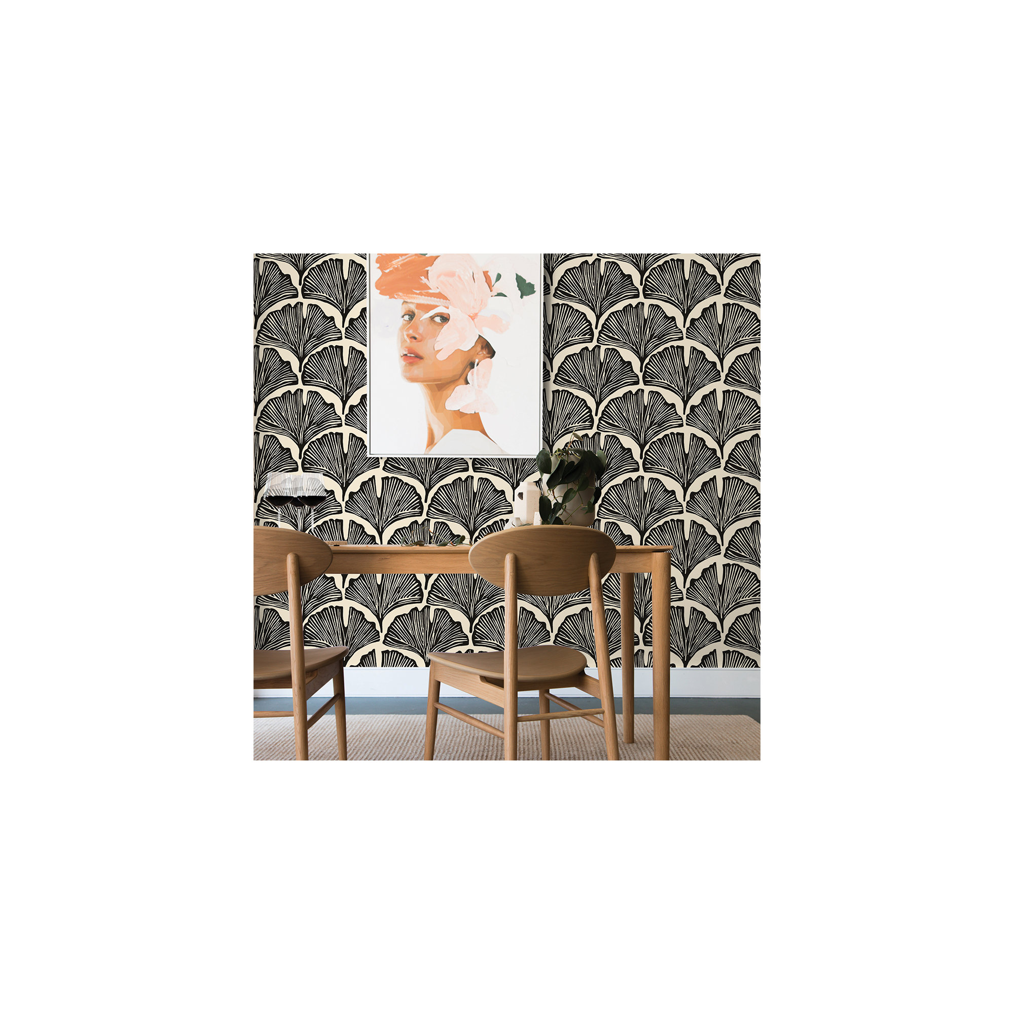 Feather Palm Peel and Stick Wallpaper By Novogratz, Black
