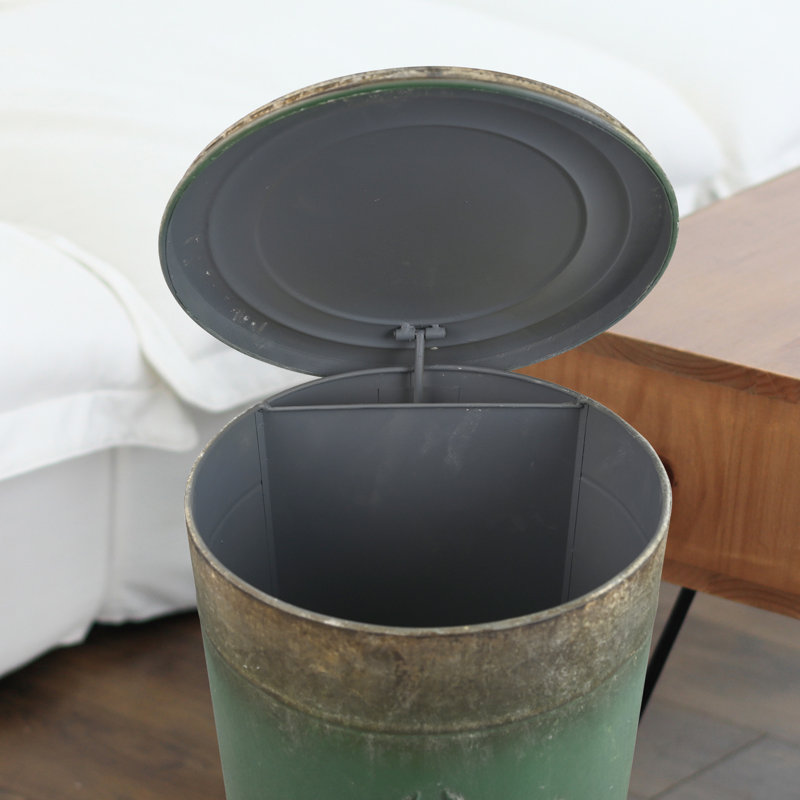Metal Step On Kitchen Trash Can - 17L, Green