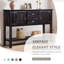 Console de 48 po en bois massif avec 2 tiroirs, armoires et tablette inférieure, armoire de rangement pour salle à manger de style rétro