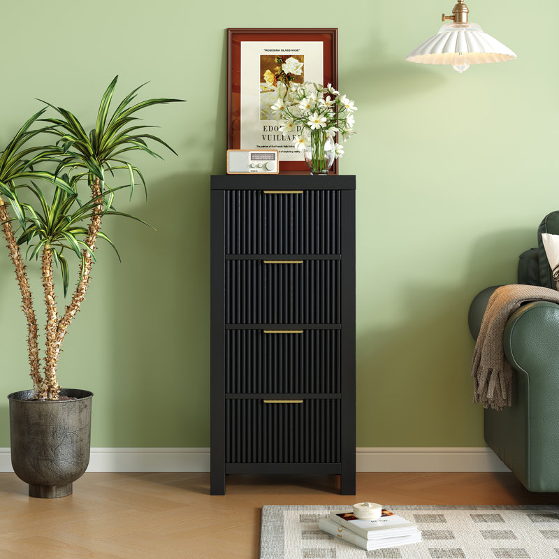 Commode à 4 tiroirs l 15,75 po, Noir
