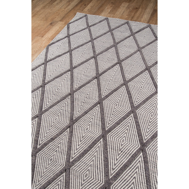 Langdon Wool Geometric Area Rug in Charcoal, Rectangle 7'6" x 9'6"