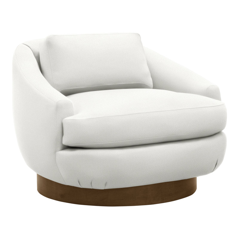 Penrose By Michael Weiss Swivel Barrel Chair, Kempsey Sheepskin, Havana