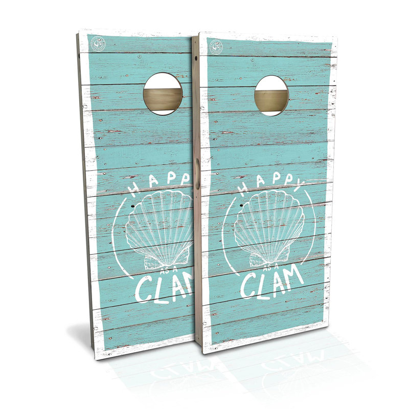 2' X 4' Happy As A Clam Cornhole Board Set With Case And Lights