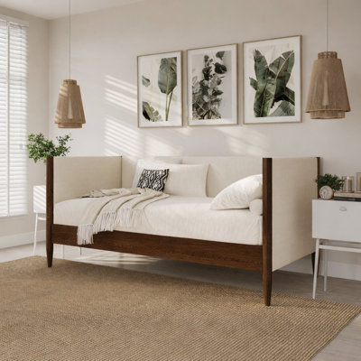 Besan Solid Wood Boucle Upholstered Twin Daybed