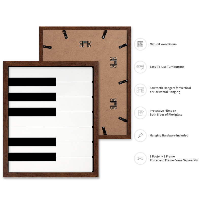 Touches de piano, Poster, H 11 po x l 14 po, Encadrement brun