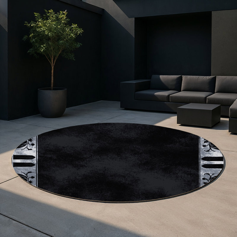 Moonlit Fern Indoor And Outdoor Area Rug, Round 5'