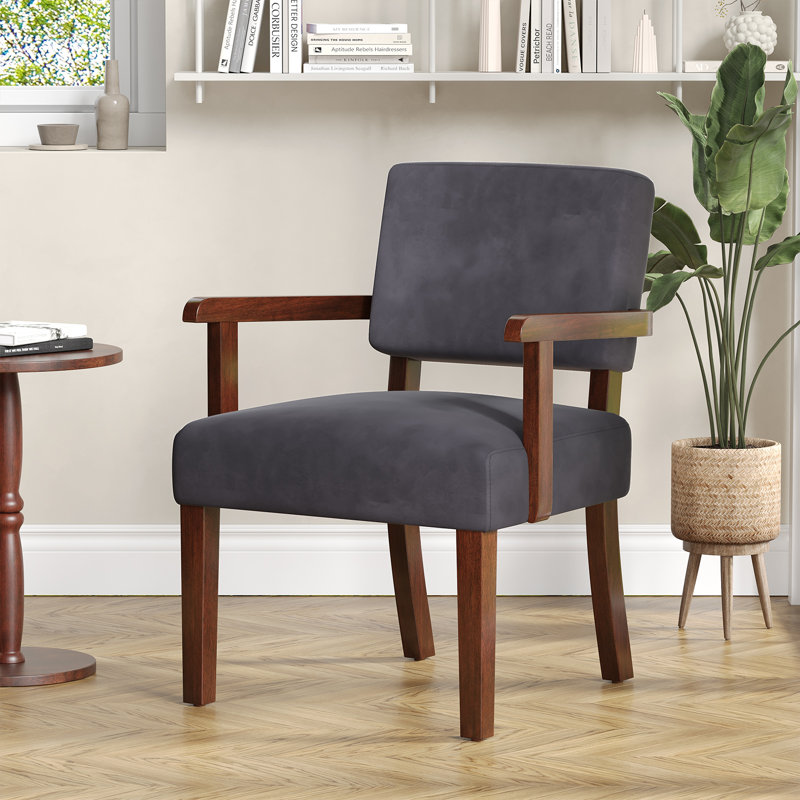 Fauteuil d'appoint Naethan, Velours gris velours
