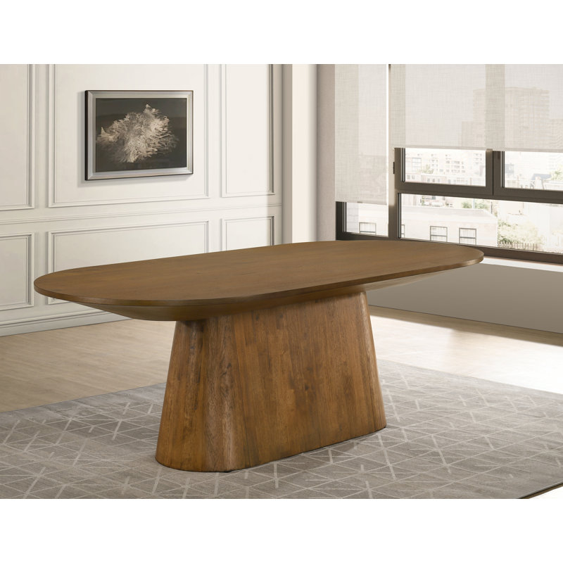 Andreacchio Pine 88" Oval Solid Wood Dining Table , Walnut