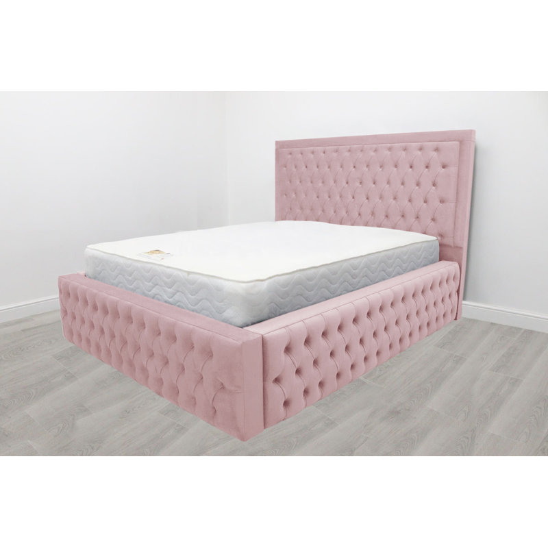 Charlierose Upholstered Bed, Pink, Kingsize (5')