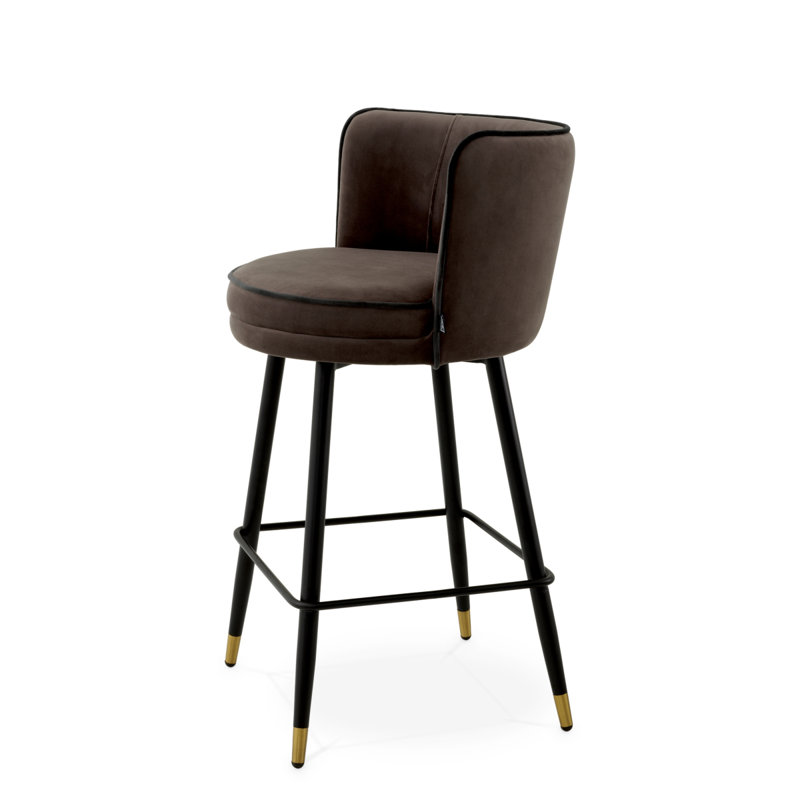 Bar Stool Grenada Velvet, Counter Stool (27.17" Seat Height), Savona Gray