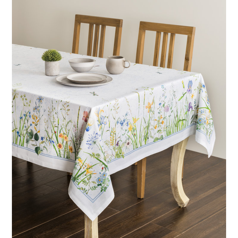 Floral 100% Cotton Tablecloth, 108" L x 60" W