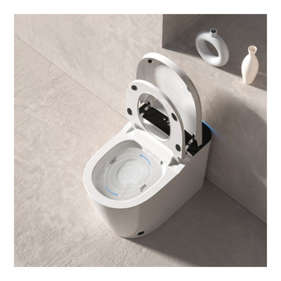 Toilettes intelligentes modernes avec couvercle automatique, protection en mousse intégrée, stérilisation UV et lavage instantané à l'eau chaude – Porcelaine blanche, conforme aux normes ASME/CSA