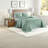 Reversible Microfiber Bedding Set, Green Medallion Pattern For Bedroom