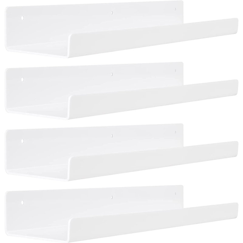 Kenyun 4 Piece U-Shaped Plastic / Acrylic Floating Shelf, White