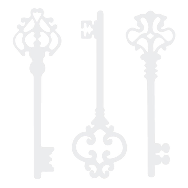 Décalcomanie murale clés squelettes, H 45 po x l 46 po x P 0,01 po, Blanc